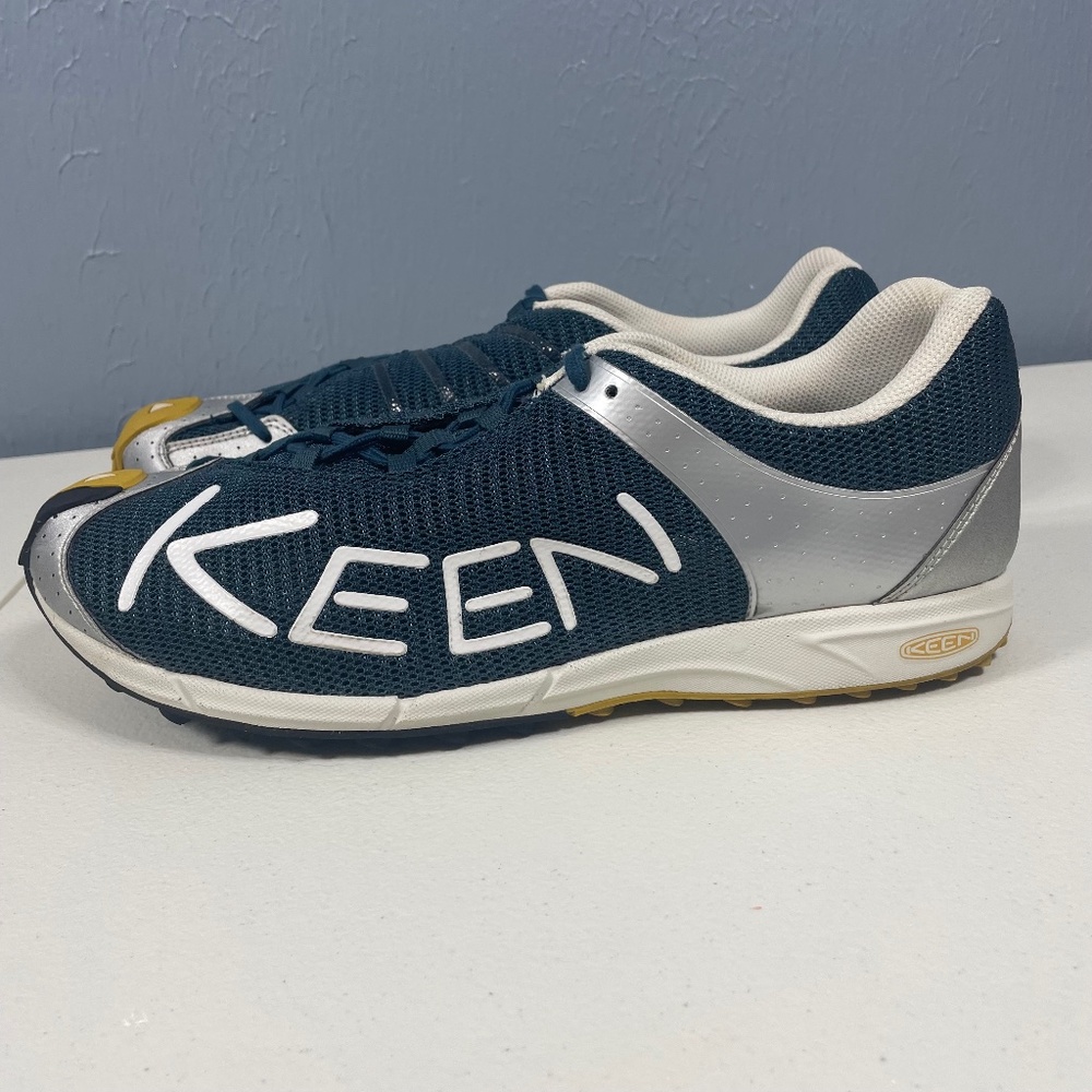 KEEN Mens 11 A86 TR Blue Silver White Mesh Trail Running Shoes Sneakers